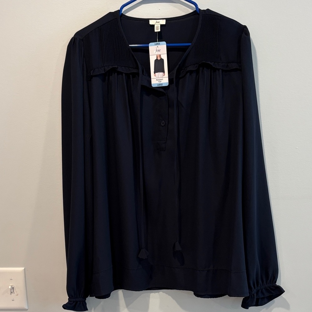 Joie Midnight Blue Pleated Blouse